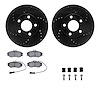 8512-73145 Drilled/Slotted Brake Rotors w/5000 Advanced Brake Pads Kit & Hardware [Black], 1990-1997 Audi/Volkswagen, Position:  - image 1