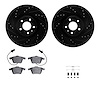 8512-73211 Drilled/Slotted Brake Rotors w/5000 Advanced Brake Pads Kit & Hardware [Black], 2004-2009 Audi/Volkswagen, Position:  - image 1