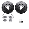 8512-73298 Drilled/Slotted Brake Rotors w/5000 Advanced Brake Pads Kit & Hardware [Black], 2005-2011 Audi/Volkswagen, Position:  - image 1