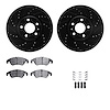 8512-73374 Drilled/Slotted Brake Rotors w/5000 Advanced Brake Pads Kit & Hardware [Black], 2012-2017 Audi/Volkswagen, Position:  - image 1