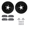 8512-73450 Drilled/Slotted Brake Rotors w/5000 Advanced Brake Pads Kit & Hardware [Black], Fits Select Audi/Volkswagen, Position - image 1