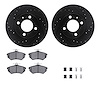 8512-74003 Drilled/Slotted Brake Rotors w/5000 Advanced Brake Pads Kit & Hardware [Black], 1988-1988 Audi/Volkswagen, Position:  - image 1