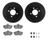 8512-74003 Drilled/Slotted Brake Rotors w/5000 Advanced Brake Pads Kit & Hardware [Black], 1988-1988 Audi/Volkswagen, Position:  - image 2