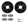 8512-74008 Drilled/Slotted Brake Rotors w/5000 Advanced Brake Pads Kit & Hardware [Black], 1986-2002 Audi/Volkswagen, Position:  - image 1