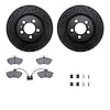 8512-74012 Drilled/Slotted Brake Rotors w/5000 Advanced Brake Pads Kit & Hardware [Black], 1994-1995 Audi/Volkswagen, Position:  - image 1