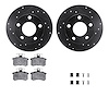 8512-74016 Drilled/Slotted Brake Rotors w/5000 Advanced Brake Pads Kit & Hardware [Black], 1992-1998 Audi/Volkswagen, Position:  - image 1