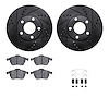 8512-74029 Drilled/Slotted Brake Rotors w/5000 Advanced Brake Pads Kit & Hardware [Black], 1998-1998 Audi/Volkswagen, Position:  - image 1