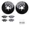 8512-74040 Drilled/Slotted Brake Rotors w/5000 Advanced Brake Pads Kit & Hardware [Black], 2011-2018 Audi/Volkswagen, Position:  - image 1