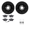 8512-74042 Drilled/Slotted Brake Rotors w/5000 Advanced Brake Pads Kit & Hardware [Black], 2003-2006 Audi/Volkswagen, Position:  - image 1