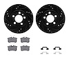 8512-74046 Drilled/Slotted Brake Rotors w/5000 Advanced Brake Pads Kit & Hardware [Black], 2004-2005 Audi/Volkswagen, Position:  - image 1