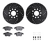 8512-74054 Drilled/Slotted Brake Rotors w/5000 Advanced Brake Pads Kit & Hardware [Black], 2005-2018 Audi/Volkswagen, Position:  - image 1