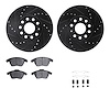 8512-74055 Drilled/Slotted Brake Rotors w/5000 Advanced Brake Pads Kit & Hardware [Black], 2005-2013 Audi/Volkswagen, Position:  - image 1