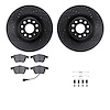 8512-74057 Drilled/Slotted Brake Rotors w/5000 Advanced Brake Pads Kit & Hardware [Black], 2008-2013 Audi/Volkswagen, Position:  - image 1