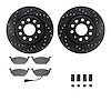 8512-74066 Drilled/Slotted Brake Rotors w/5000 Advanced Brake Pads Kit & Hardware [Black], 2011-2015 Audi/Volkswagen, Position:  - image 1