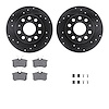 8512-74069 Drilled/Slotted Brake Rotors w/5000 Advanced Brake Pads Kit & Hardware [Black], 2012-2019 Audi/Volkswagen, Position:  - image 1