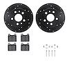 8512-74073 Drilled/Slotted Brake Rotors w/5000 Advanced Brake Pads Kit & Hardware [Black], 1972-1972 Audi/Volkswagen, Position:  - image 1