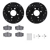 8512-74079 Drilled/Slotted Brake Rotors w/5000 Advanced Brake Pads Kit & Hardware [Black], 1977-1977 Audi/Volkswagen, Position:  - image 1
