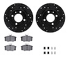8512-74080 Drilled/Slotted Brake Rotors w/5000 Advanced Brake Pads Kit & Hardware [Black], 1977-1983 Audi/Volkswagen, Position: 