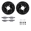8512-74082 Drilled/Slotted Brake Rotors w/5000 Advanced Brake Pads Kit & Hardware [Black], 1987-1993 Audi/Volkswagen, Position:  - image 1