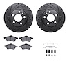 8512-74095 Drilled/Slotted Brake Rotors w/5000 Advanced Brake Pads Kit & Hardware [Black], 1996-1996 Audi/Volkswagen, Position:  - image 1