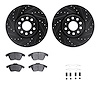 8512-74105 Drilled/Slotted Brake Rotors w/5000 Advanced Brake Pads Kit & Hardware [Black], 2006-2017 Audi/Volkswagen, Position:  - image 1