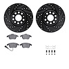 8512-74112 Drilled/Slotted Brake Rotors w/5000 Advanced Brake Pads Kit & Hardware [Black], 2009-2013 Audi/Volkswagen, Position:  - image 1