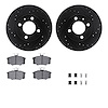 8512-74119 Drilled/Slotted Brake Rotors w/5000 Advanced Brake Pads Kit & Hardware [Black], 1984-1987 Audi/Volkswagen, Position:  - image 1