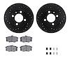 8512-74120 Drilled/Slotted Brake Rotors w/5000 Advanced Brake Pads Kit & Hardware [Black], 1982-1983 Audi/Volkswagen, Position:  - image 1