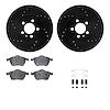 8512-74192 Drilled/Slotted Brake Rotors w/5000 Advanced Brake Pads Kit & Hardware [Black], 1997-1998 Audi/Volkswagen, Position:  - image 1