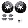8512-74232 Drilled/Slotted Brake Rotors w/5000 Advanced Brake Pads Kit & Hardware [Black], 1998-1998 Audi/Volkswagen, Position:  - image 1