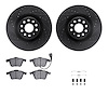 8512-74307 Drilled/Slotted Brake Rotors w/5000 Advanced Brake Pads Kit & Hardware [Black], 2006-2011 Audi/Volkswagen, Position:  - image 1