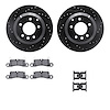 8512-74404 Drilled/Slotted Brake Rotors w/5000 Advanced Brake Pads Kit & Hardware [Black], 2011-2014 Porsche, Position: Rear - image 1