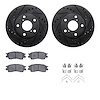 8512-75003 Drilled/Slotted Brake Rotors w/5000 Advanced Brake Pads Kit & Hardware [Black], 1992-1998 Lexus/Toyota/Scion, Positio - image 1