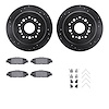 8512-75004 Drilled/Slotted Brake Rotors w/5000 Advanced Brake Pads Kit & Hardware [Black], 1992-1998 Lexus/Toyota/Scion, Positio - image 1