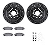 8512-75008 Drilled/Slotted Brake Rotors w/5000 Advanced Brake Pads Kit & Hardware [Black], 1992-2000 Lexus/Toyota/Scion, Positio - image 1