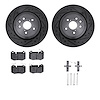 8512-75038 Drilled/Slotted Brake Rotors w/5000 Advanced Brake Pads Kit & Hardware [Black], Fits Select Lexus/Toyota/Scion, Posit - image 1