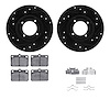 8512-76001 Drilled/Slotted Brake Rotors w/5000 Advanced Brake Pads Kit & Hardware [Black], 1975-1979 Lexus/Toyota/Scion, Positio