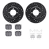 8512-76003 Drilled/Slotted Brake Rotors w/5000 Advanced Brake Pads Kit & Hardware [Black], 1972-1982 Lexus/Toyota/Scion, Positio - image 1