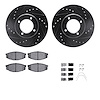 8512-76017 Drilled/Slotted Brake Rotors w/5000 Advanced Brake Pads Kit & Hardware [Black], 1984-1987 Lexus/Toyota/Scion, Positio - image 1