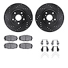 8512-76021 Drilled/Slotted Brake Rotors w/5000 Advanced Brake Pads Kit & Hardware [Black], 1986-1992 Lexus/Toyota/Scion, Positio - image 1
