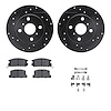 8512-76026 Drilled/Slotted Brake Rotors w/5000 Advanced Brake Pads Kit & Hardware [Black], 1985-1986 Lexus/Toyota/Scion, Positio - image 1