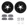 8512-76036 Drilled/Slotted Brake Rotors w/5000 Advanced Brake Pads Kit & Hardware [Black], 1988-1993 Lexus/Toyota/Scion, Positio - image 1