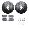8512-76037 Drilled/Slotted Brake Rotors w/5000 Advanced Brake Pads Kit & Hardware [Black], 1987-1991 Lexus/Toyota/Scion, Positio - image 1