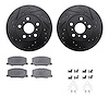 8512-76039 Drilled/Slotted Brake Rotors w/5000 Advanced Brake Pads Kit & Hardware [Black], 1990-1991 Lexus/Toyota/Scion, Positio - image 1