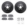 8512-76040 Drilled/Slotted Brake Rotors w/5000 Advanced Brake Pads Kit & Hardware [Black], 1990-1993 Lexus/Toyota/Scion, Positio - image 1