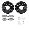 8512-76045 Drilled/Slotted Brake Rotors w/5000 Advanced Brake Pads Kit & Hardware [Black], 1985-1992 Lexus/Toyota/Scion, Positio - image 1