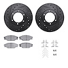 8512-76046 Drilled/Slotted Brake Rotors w/5000 Advanced Brake Pads Kit & Hardware [Black], 1987-1988 Lexus/Toyota/Scion, Positio - image 1