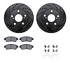 8512-76049 Drilled/Slotted Brake Rotors w/5000 Advanced Brake Pads Kit & Hardware [Black], 1992-1996 Lexus/Toyota/Scion, Positio - image 1