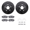 8512-76050 Drilled/Slotted Brake Rotors w/5000 Advanced Brake Pads Kit & Hardware [Black], 1997-2001 Lexus/Toyota/Scion, Positio - image 1