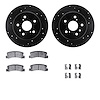 8512-76055 Drilled/Slotted Brake Rotors w/5000 Advanced Brake Pads Kit & Hardware [Black], 1992-1996 Lexus/Toyota/Scion, Positio - image 1